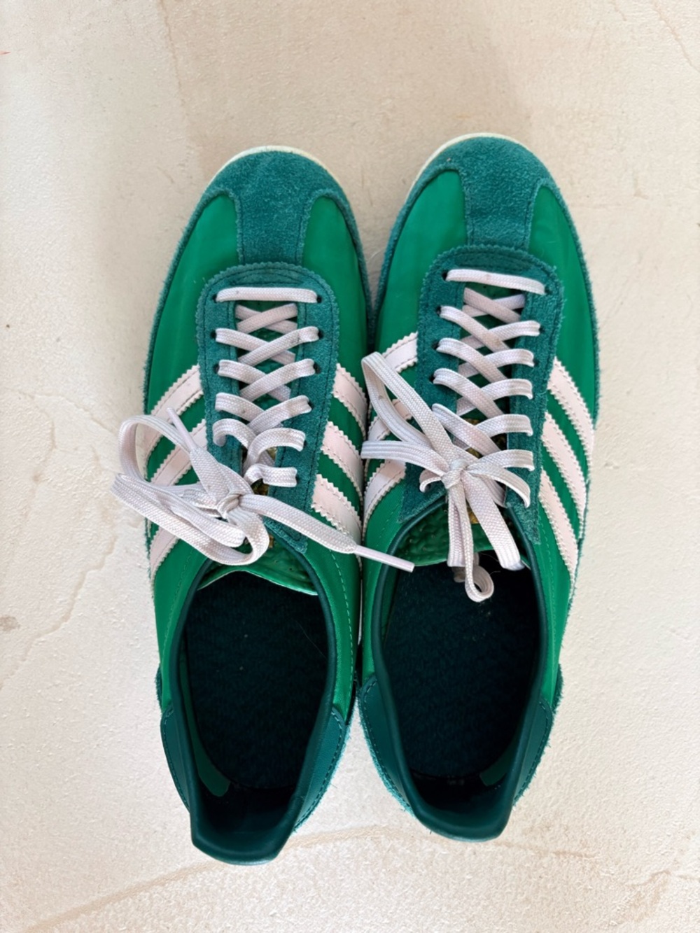 Adidas SL 72 Green Suede & Nylon Sneakers with White Stripes